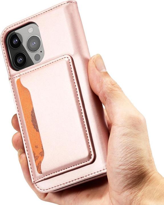 Produktbild Hurtel Magnetkarten-Etui für Samsung Galaxy S23+ Flip-Cover Geldbörsenständer pink (Samsung Galaxy S23+)