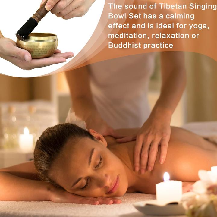 Actual product image Umilki Tibetisches Klangschalen-Set mit Messingglocken (Singing bowl)