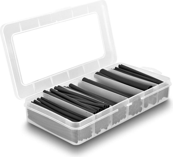 Delock Boîte d'assortiment de gaines thermorétractables, noir, 122 pièces (122 x)