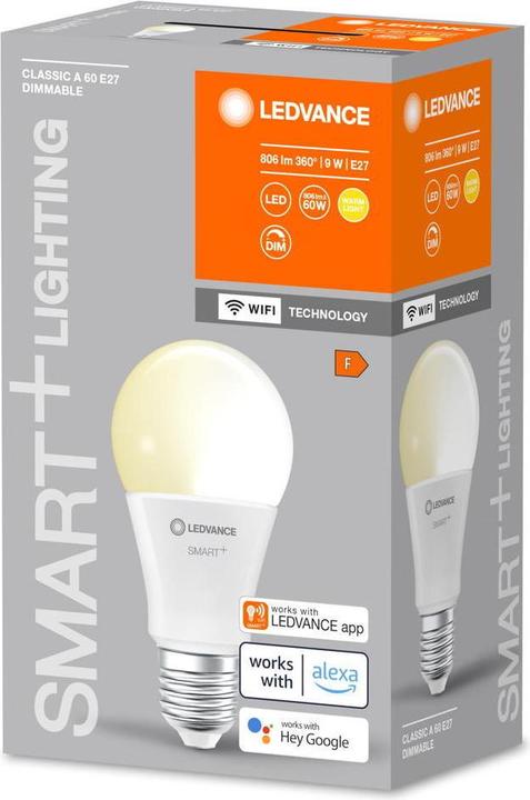 Actual product image Ledvance Smart+ Wifi Classic (E27, 9 W, 806 lm, 1 x, F)