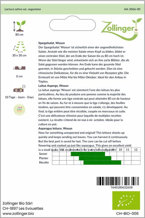 Image du produit Zollinger Bio Salade d'asperges (Germes)