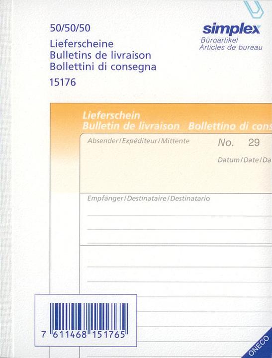 Produktbild Simplex Durchschreibebuch Lieferscheine Oneco (150x)