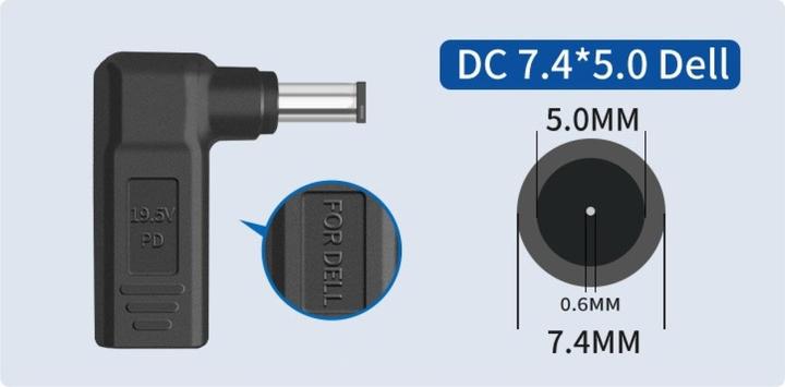 Actual product image PowerGuard USB-C to Dell 7.4 x 5mm Notebook PD Charger Adapter 65W 19.5V (65 W)