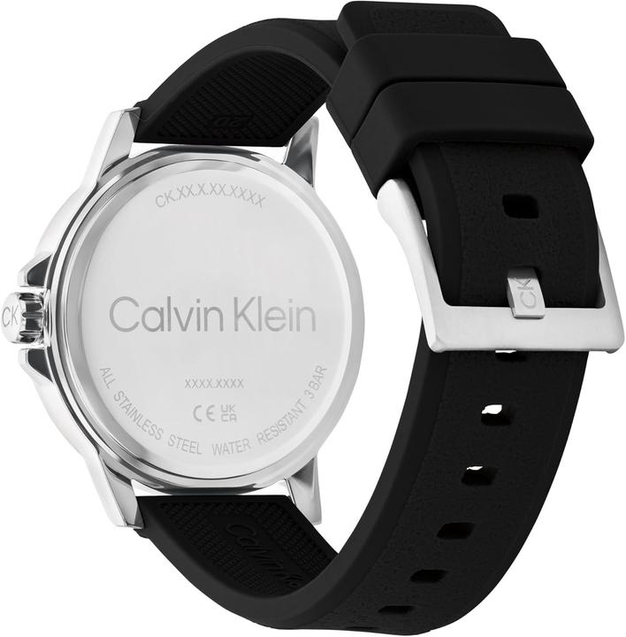 Actual product image Calvin Klein Three-Hand Quartz Movement Watch with Black Silicone Strap (Analogue wristwatch, 42 mm)