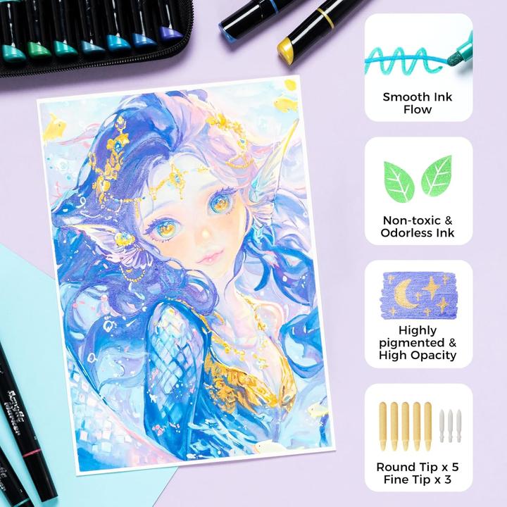 Immagine prodotto Ohuhu Matite acriliche Kakaako (Argento, Oro, Rame, Metallico, Bronzo, 3 mm, 30 x)