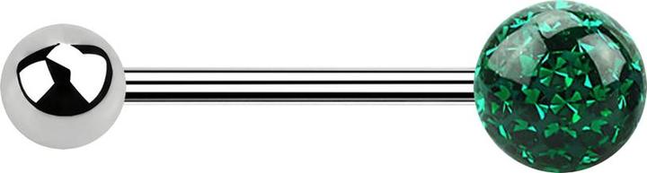 Actual product image Star Piercing Micro Barbell silber mit Kugel und Kristallkugel grün Epoxy Schutzschicht (without brass, Surgical steel 316L)