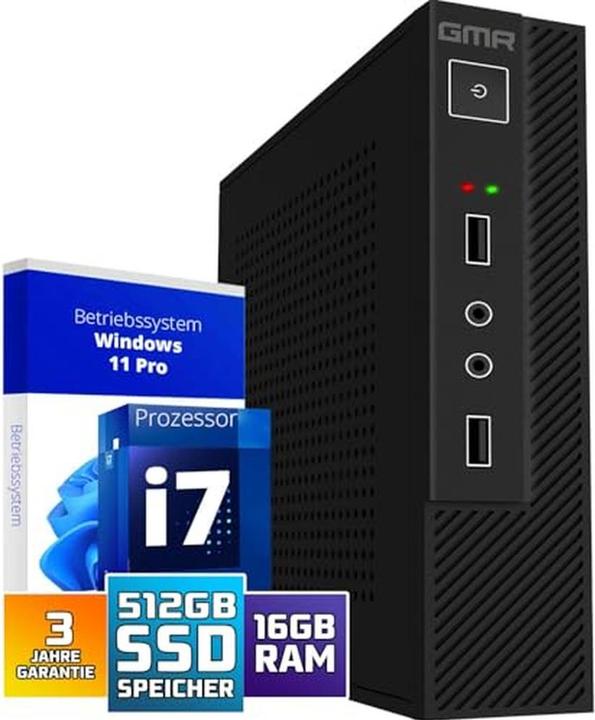 GMR Ultra Smart Mini i7 Office PC with 16GB RAM, 512GB SSD, USB 3, Windows 11 Pro, WiFi Bluetooth (512 GB)