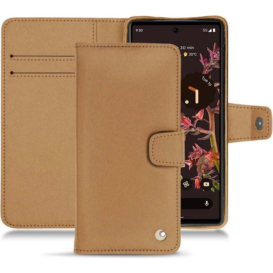 Noreve Lederschutzhülle Wallet (Google Pixel 6), Smartphone Hülle, Beige