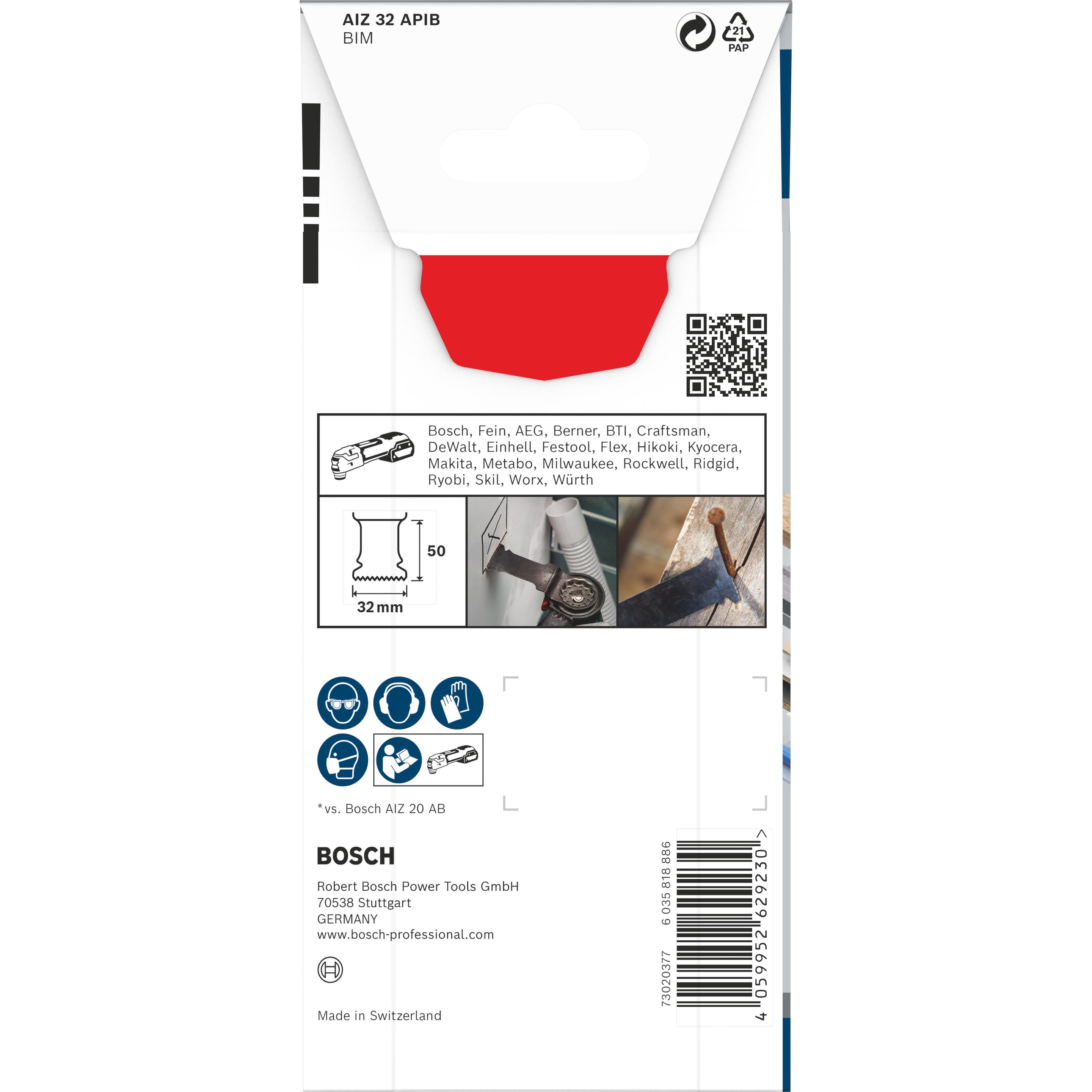 Thumbnail - Bosch Professional Zubehör, Sägeblatt, PRO AIZ 32 APIB Blatt für Multifunktionswerkzeuge, 32 x 50 mm