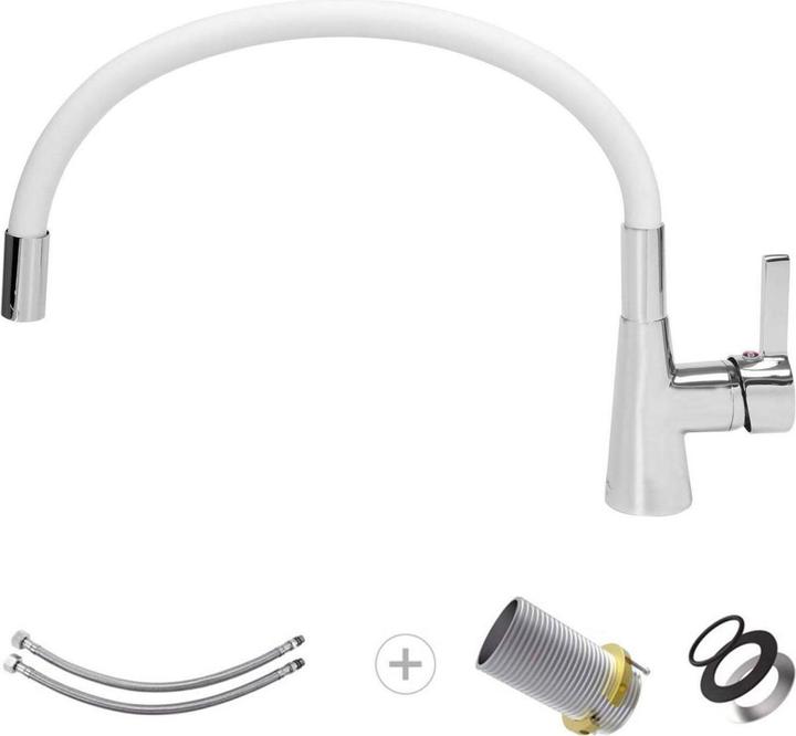Produktbild Fala Spültisch Einhebel Küchenarmatur flexibel in weiss Wasserhahn