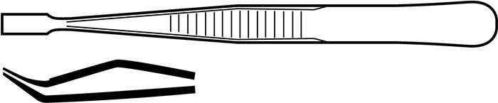 Actual product image Tecwerk Flat nose tweezers overall length 120 mm rectangular tips, stainless steel