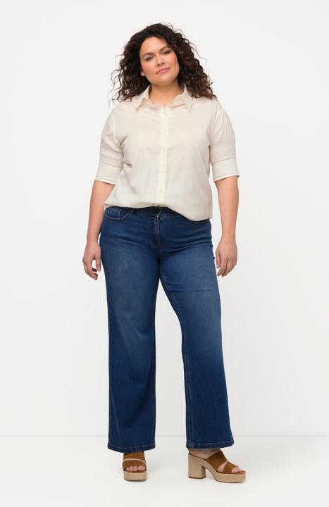 Actual product image Ulla Popken Eco Cotton Wide Leg Mary Fit Stretch Jeans (52)