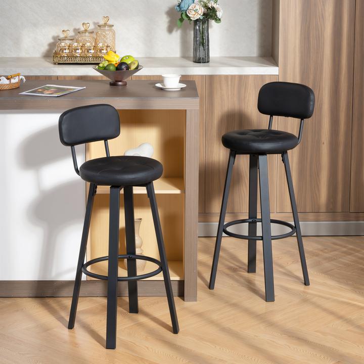 Produktbild Homcom Barhocker Kunstleder, Metall Schwarz