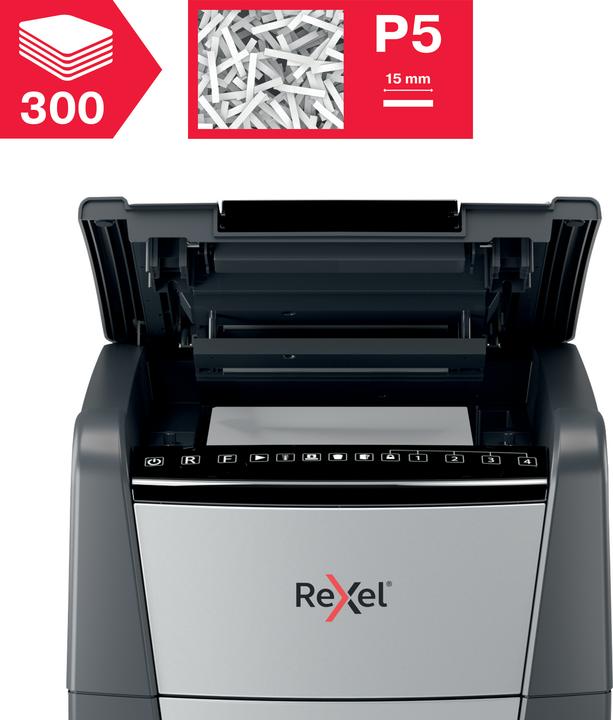 Image du produit Rexel Optimum AutoFeed+ 300M Destructeur de documents micro-coupe 2 x 15 mm 60 l Nombre de feuilles (Micro-coupe)