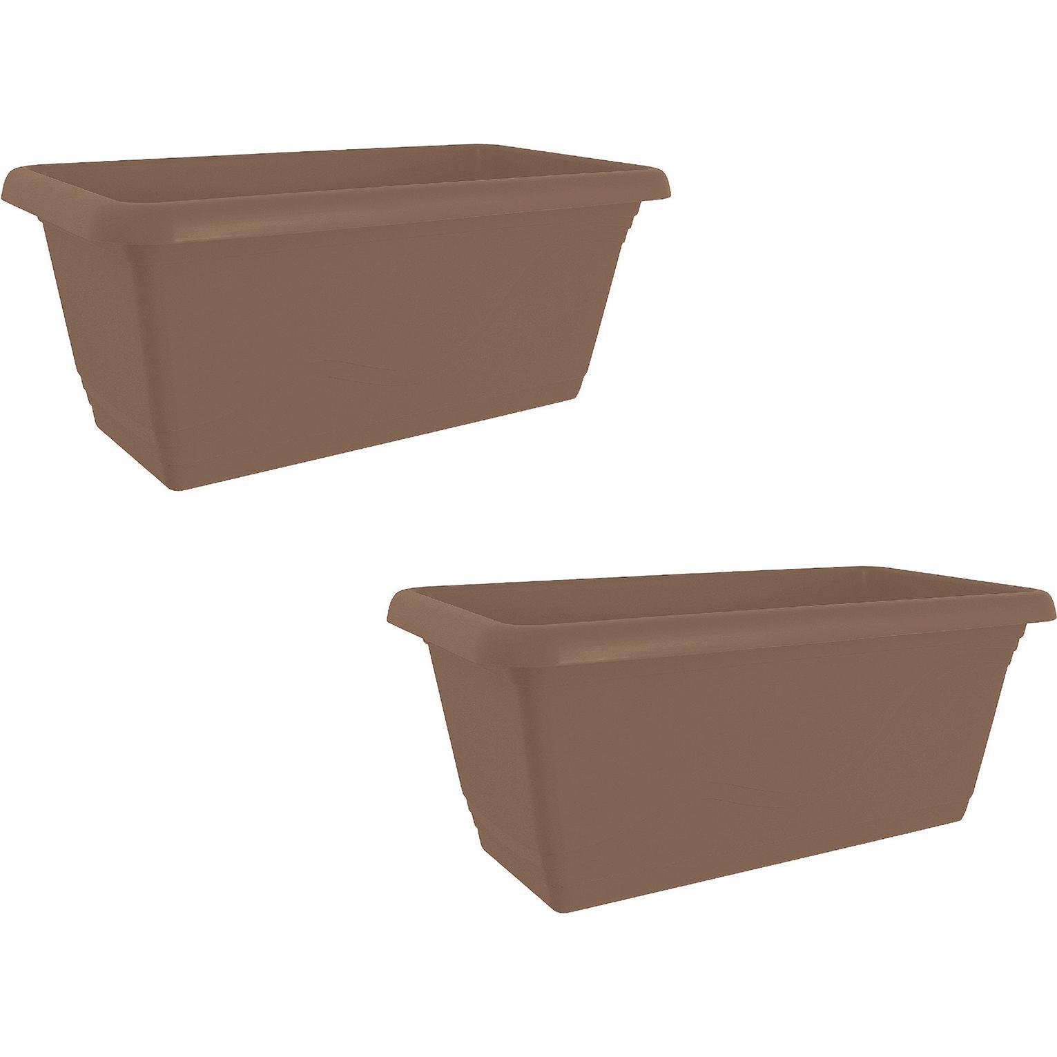 HTI-Living, Blumentopf, Blumenkasten mit Wasserspeicher 40 cm 2er Set Taupe (17 cm)