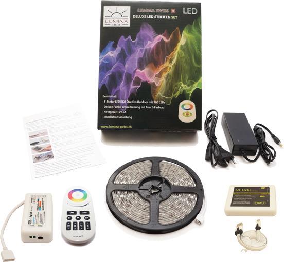 Actual product image Lumina Swiss LED Strip Set Multicolour+ (RGBWW) 5m Premium Outdoor Smartphone (RGBW, 500 cm, Outdoor)