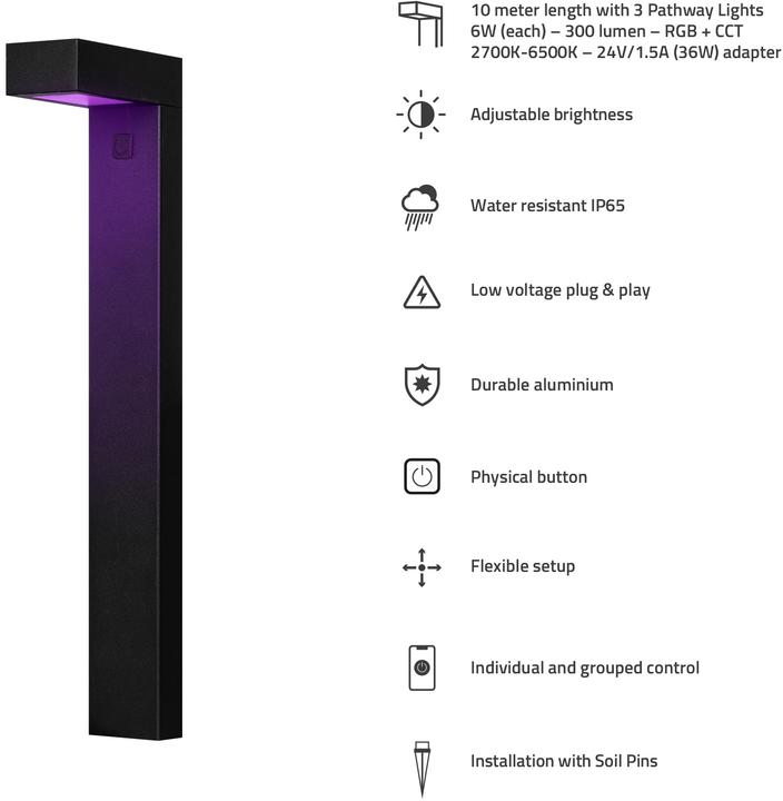 Actual product image Hombli Smart Outdoor Pathway Light, Black (single) (300 lm, IP65)