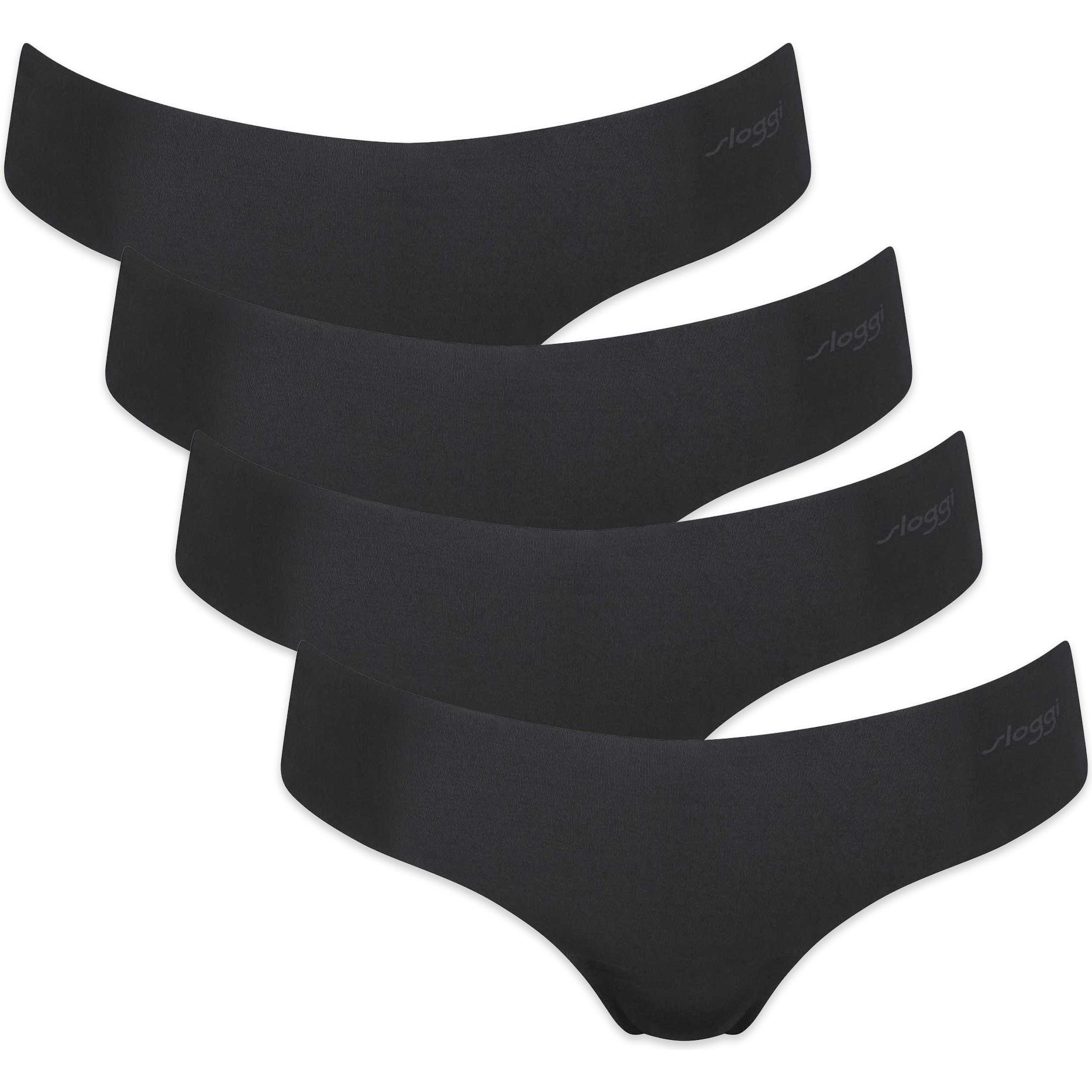 Sloggi, Damen, Unterhosen, String Casual Bequem sitzend Zero Microfiber Hipstring 2.0, Schwarz, (XS, 4er Pack)