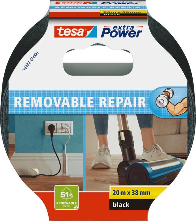 Actual product image tesa extra Power Eco Repair, schwarz (38 mm)
