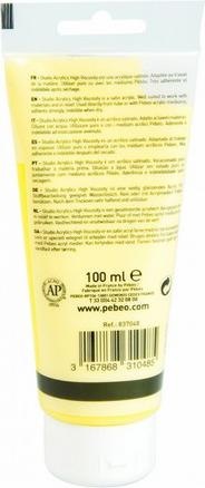 Actual product image Pebeo Studio Acrylics Fine Acrylic (Primary yellow, 100 ml)