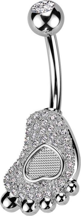 Produktbild Star Piercing Banane silber mit Kugel silber Kristall silber und Babyfuss Kristalle silber (Messing, Chirurgenstahl 316L)