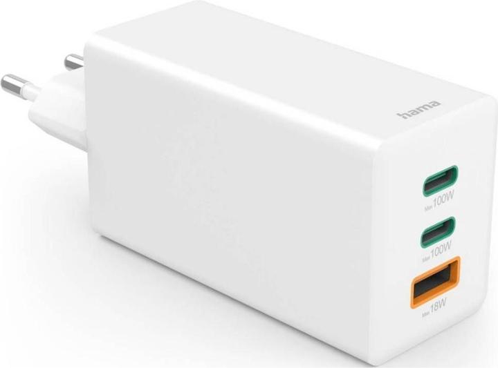Actual product image Hama GaN quick charger, 2x USB-C PD, 1x USB-A Q (100 W)
