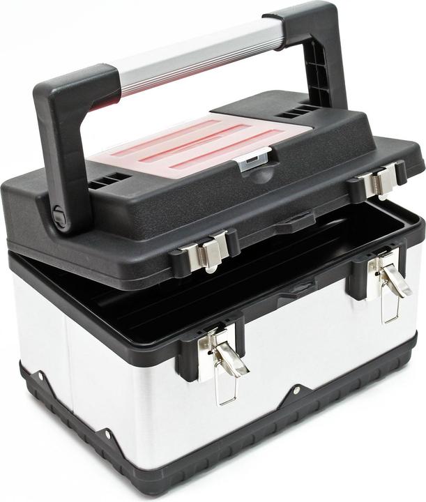 Produktbild Wiltec Werkzeugkoffer 38x27x25cm Werkzeugträger Werkzeugkasten Edelstahl Werkzeugkiste