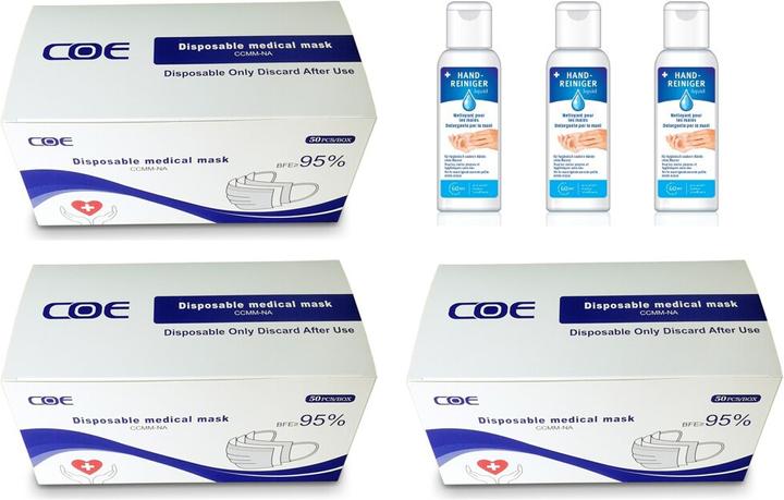 COE Hygiene mask (3x 50pcs.) Mibelle hand disinfection (3x 100ml)