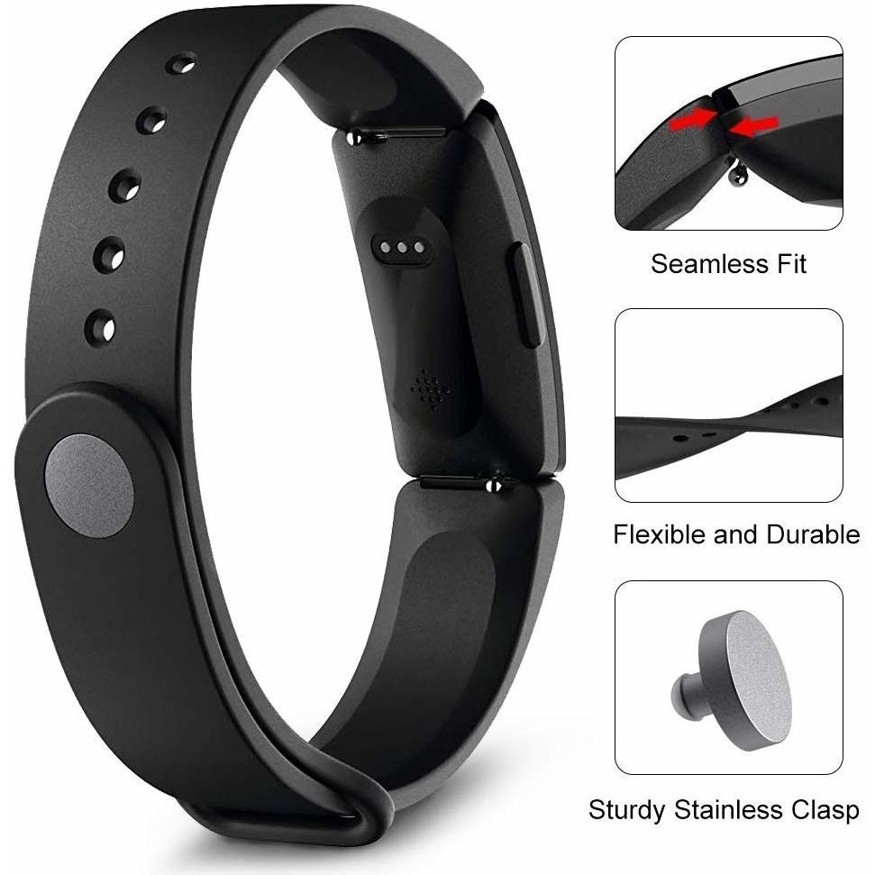 Thumbnail - Strap-it Silikon Armband (Silikon, Inspire 2), Uhrenarmband, Schwarz