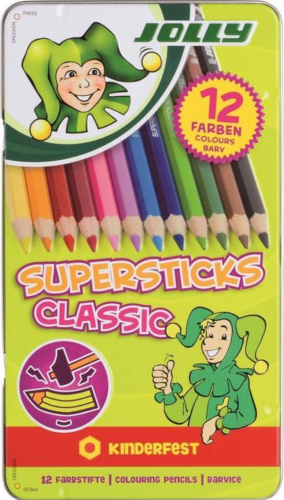 Actual product image Jolly Crayons Supersticks Childproof Break-resistant & non-toxic coloured pencils Made in Austria 12 (12x)