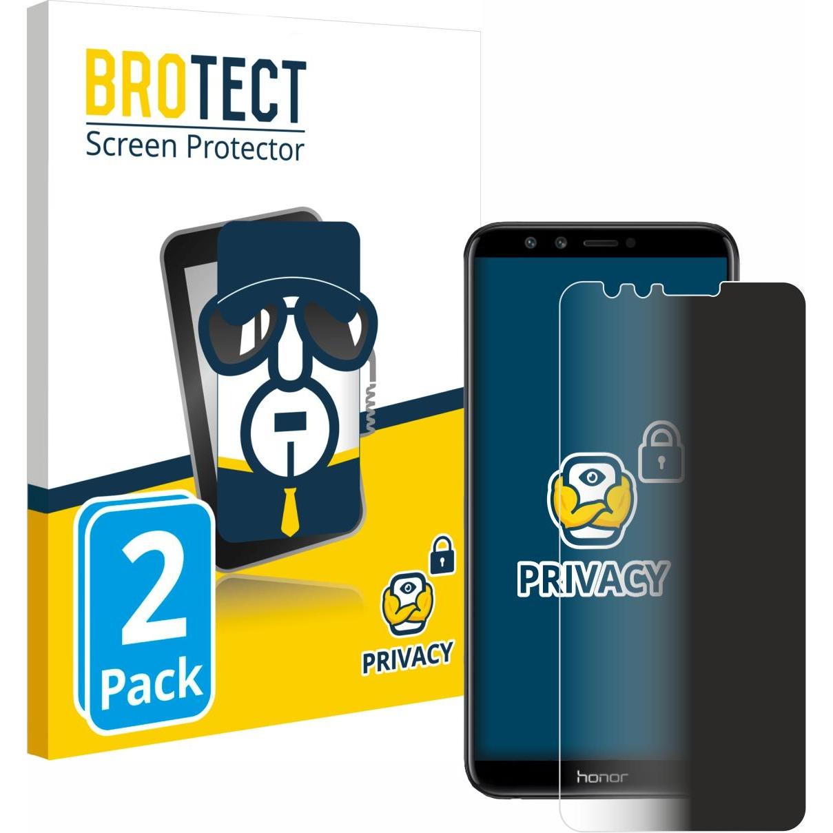 BROTECT Sichtschutzfolie Anti-Spy Privacy Folie Blaulicht-Schutz (2 Stück, Honor 9 Lite), Smartphone Schutzfolie, Blau