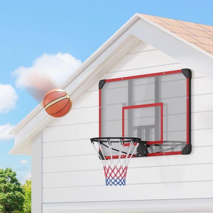 Actual product image Swisshandel24 Basketballkorb, Basketballbrett mit Korb, Wandmontage, für Outdoor, Stahl, rot