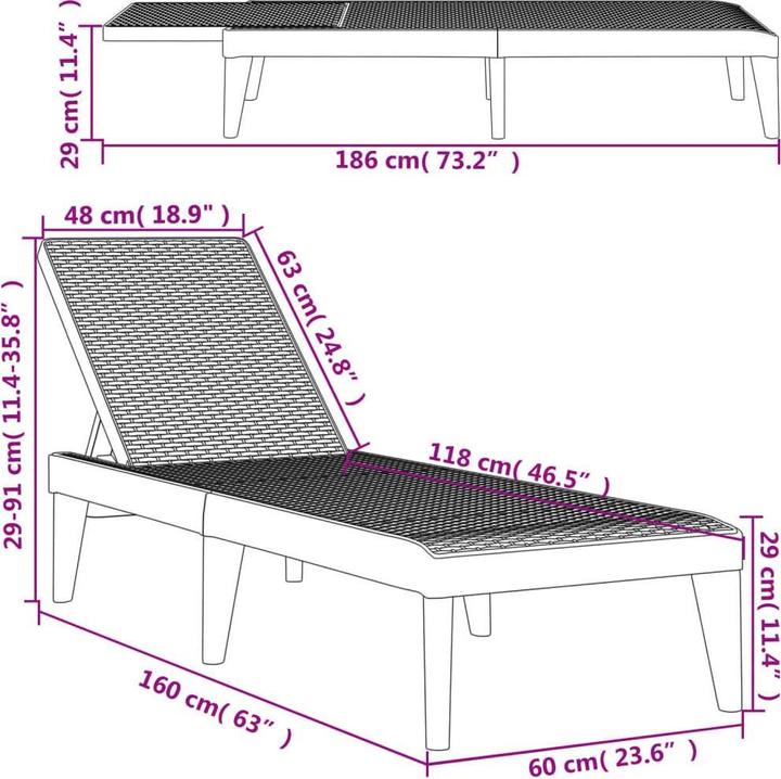 Produktbild vidaXL Sonnenliege (186 cm)
