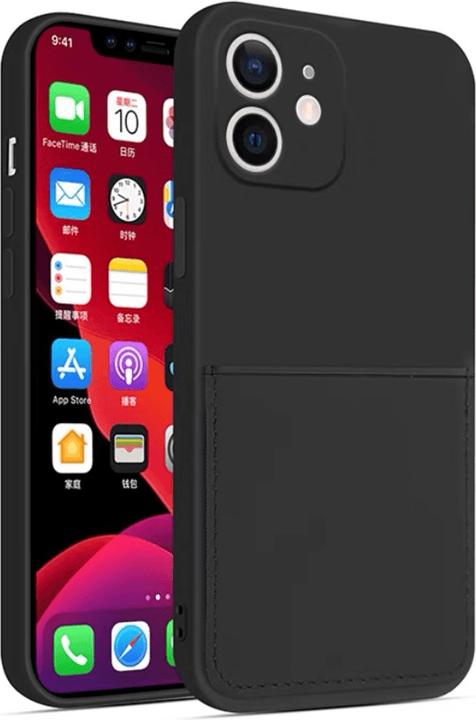 Image du produit mobileup Étui en silicone avec emplacement pour carte pour iPhone 12 mini - Noir (Apple iPhone 12 mini)