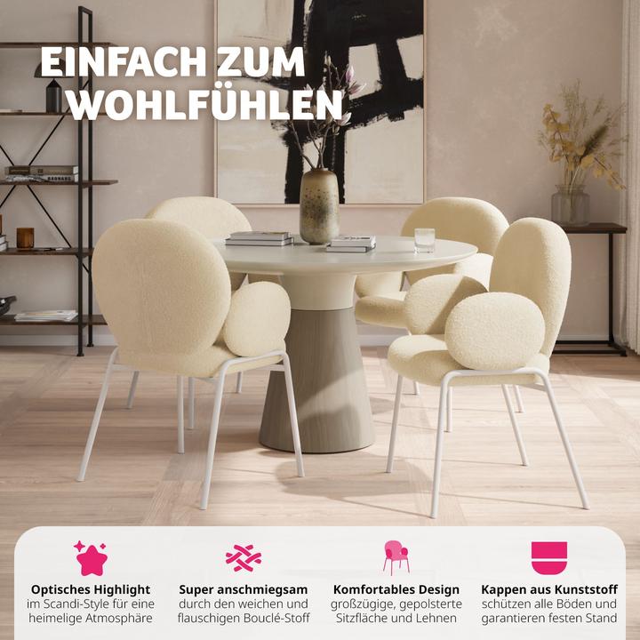 Image du produit tectake Set de 4 chaises Scandi rembourrées