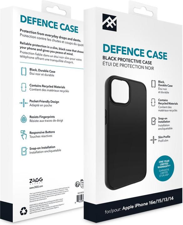 Produktbild Zagg Defence (Apple iPhone 13, Apple iPhone 14, Apple iPhone 15, Apple iPhone 16e, Apple iPhone 17e)