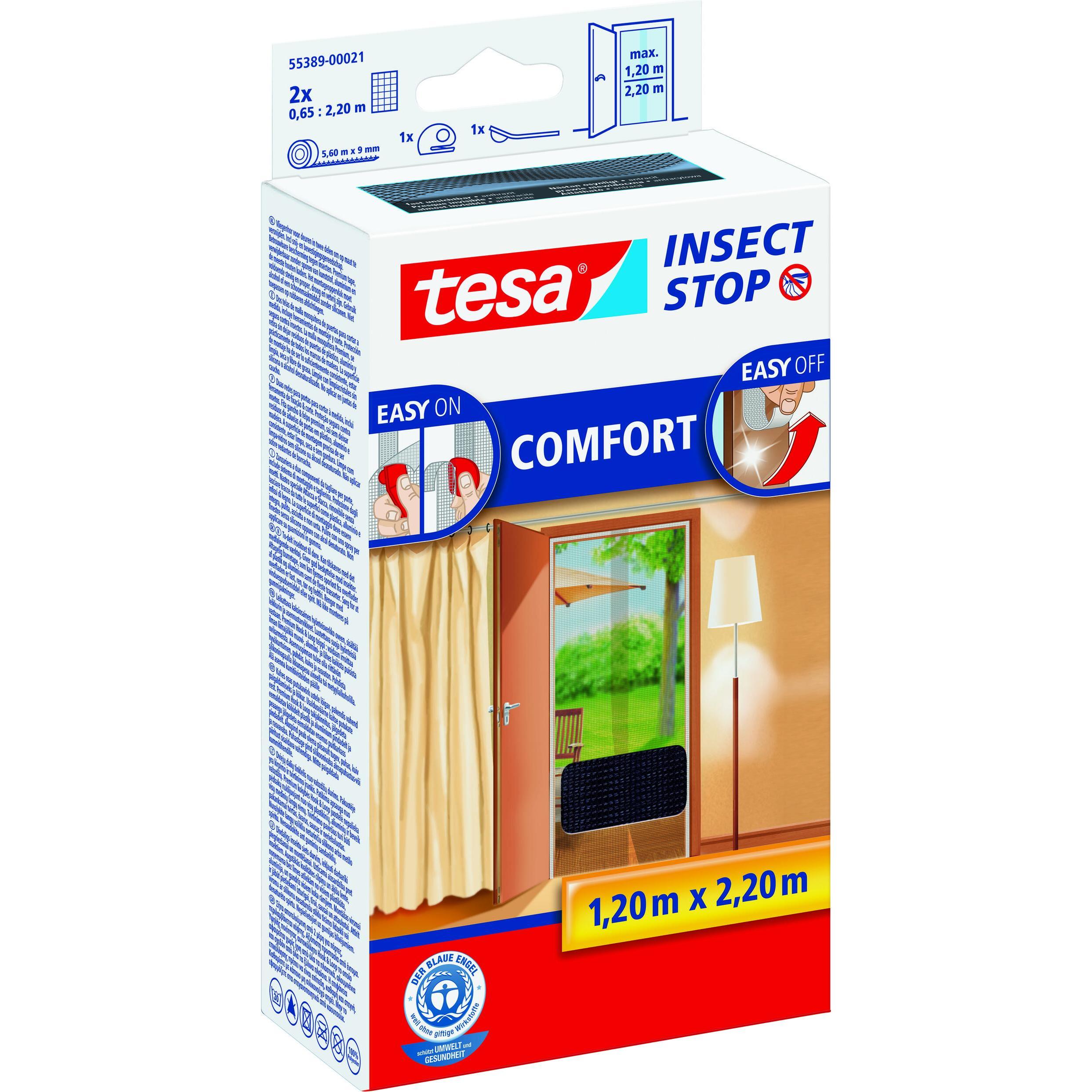 tesa, Fliegengitter, Insektenschutz COMFORT für Fenster, mit Klettband, selbstklebend, ohne Bohren (65 x 250 cm)
