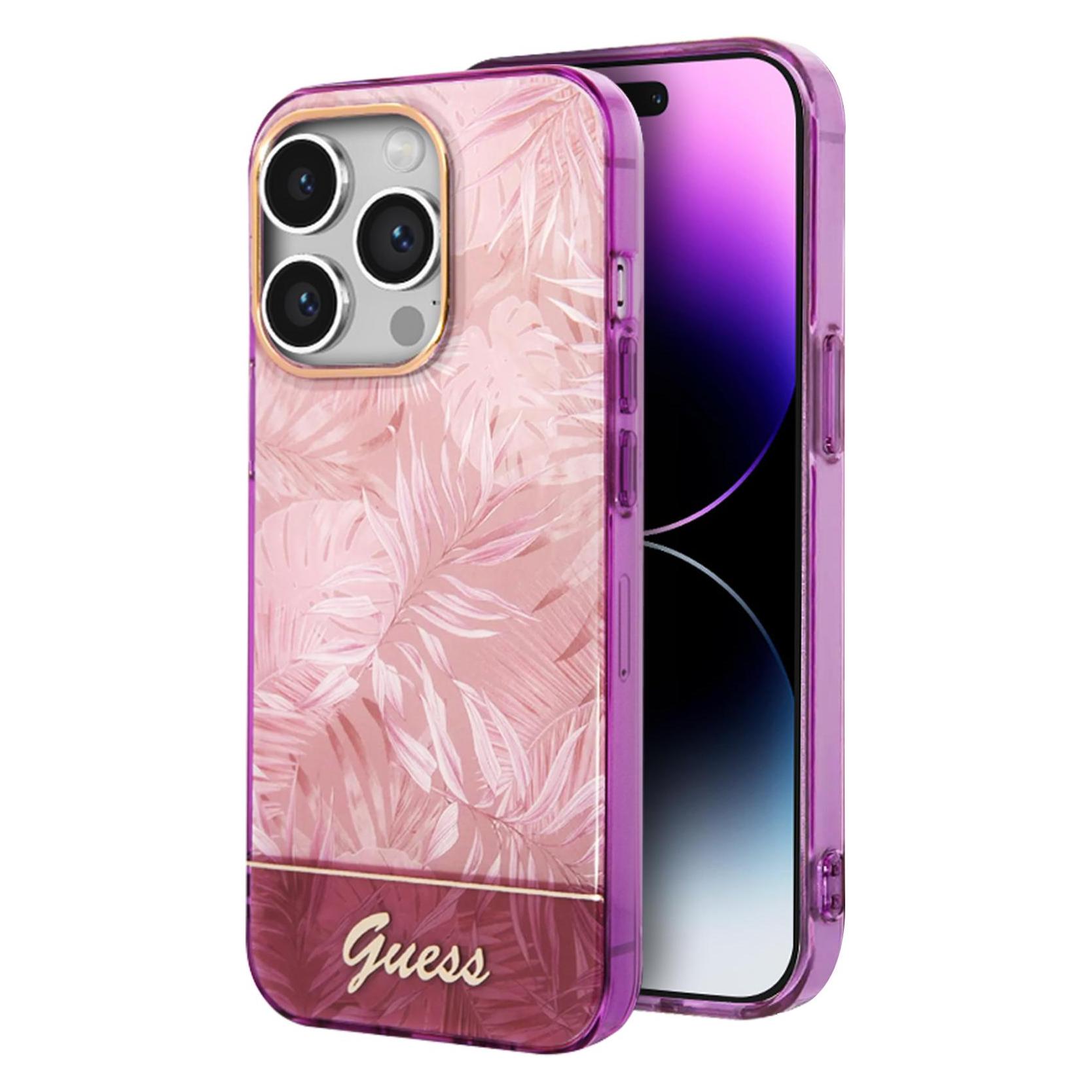 Guess IPhone 14 Pro Pc/Tpu Jungle Case (Apple IPhone 14 Pro), Smartphone Hülle, Rosa