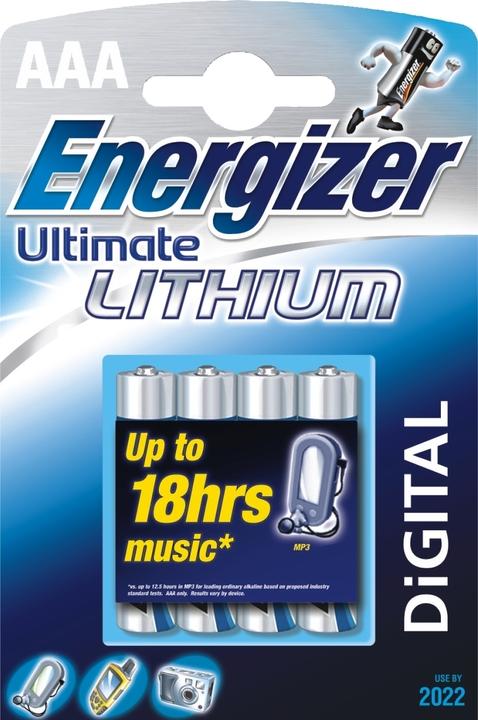Immagine prodotto Energizer Ultimate Lithium (4 pz., AAA / LR03 / Micro / R03 / AM4 / MN2400 / KR03, 1150 mAh)