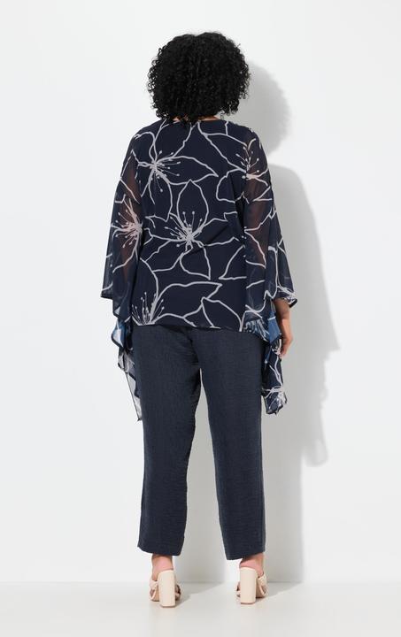 Produktbild Ulla Popken Chiffon-Bluse, Blüten, Oversized, V-Ausschnitt, 3/4-Arm (46, 48)