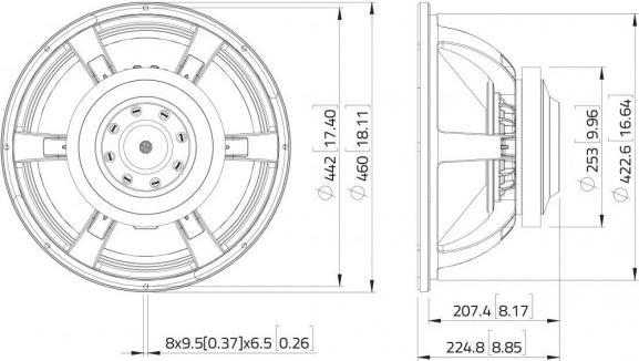 Actual product image Lavoce SAF184.50 18" subwoofer, ferrite, aluminum basket