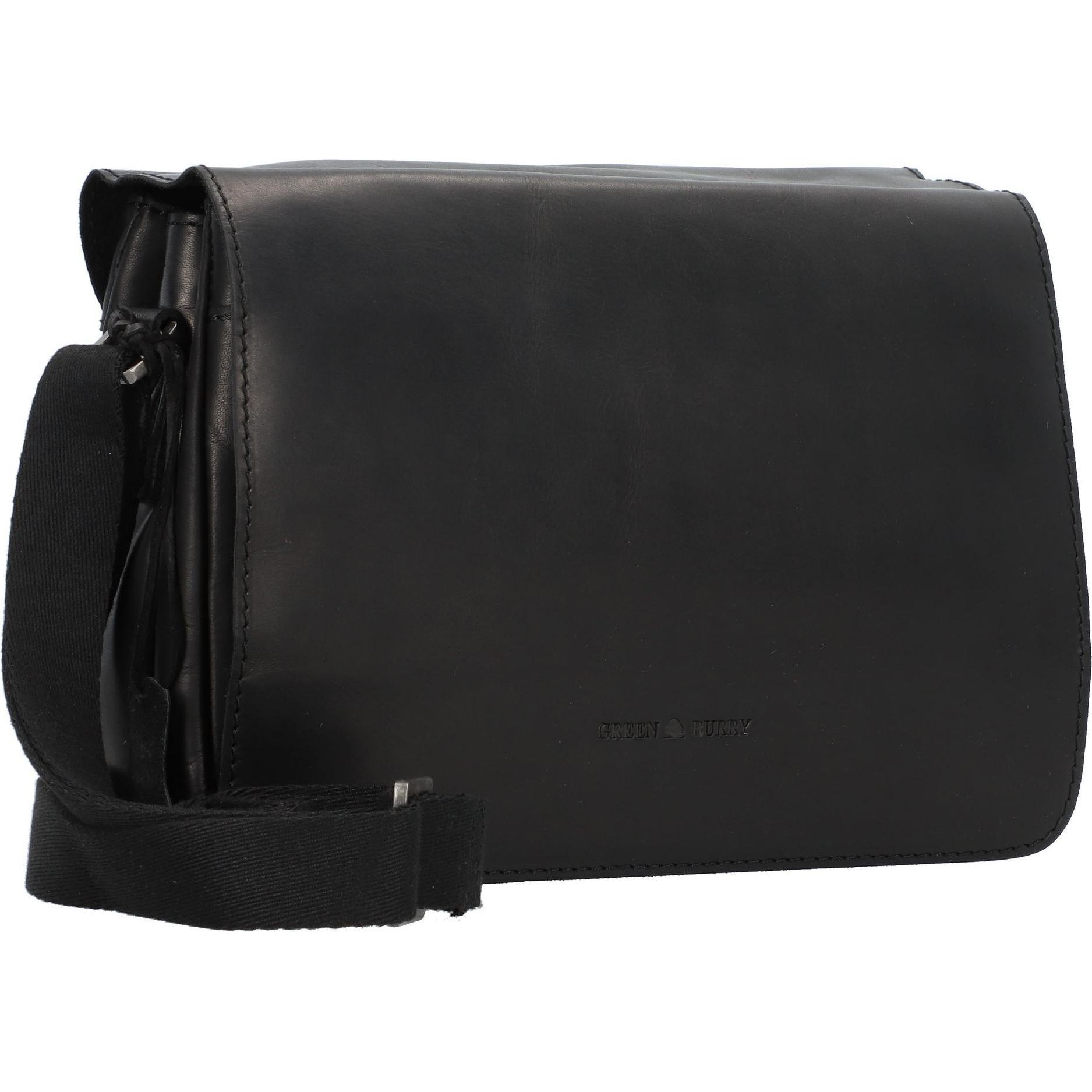 Thumbnail - Greenburry, Handtasche, Pure Black Umhängetasche Leder 25 cm, Schwarz