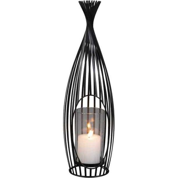 MICA Living, Windlicht, Windlicht - schwarz - aus Metall und Glas - ca. 16 x 15 x 50,5 cm (1 x)