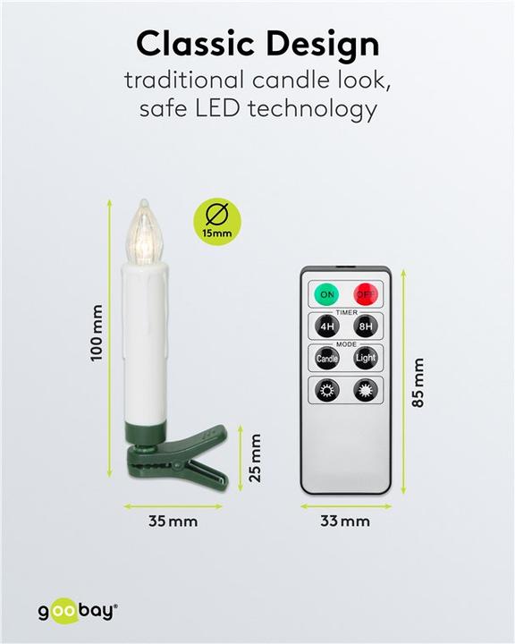 Actual product image Goobay 10 kabellose LED-Weihnachtsbaumkerzen (10x)