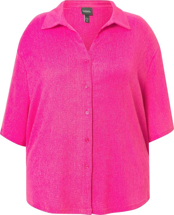 Actual product image Ulla Popken Lightly Textured 3/4 Sleeve Button Down Blouse (50, 52)
