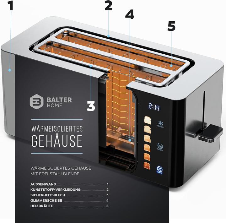 Produktbild Balter Langschlitztoaster TS-44 mit Touch-Bedienung und LCD Display