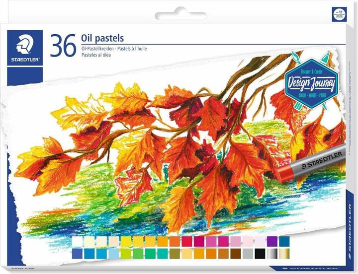 Actual product image Staedtler Oil pastels Design Journey, 36-count cardboard box waterproof, diameter: 11 mm, length: 70 mm, with (Multicoloured, 36 x)