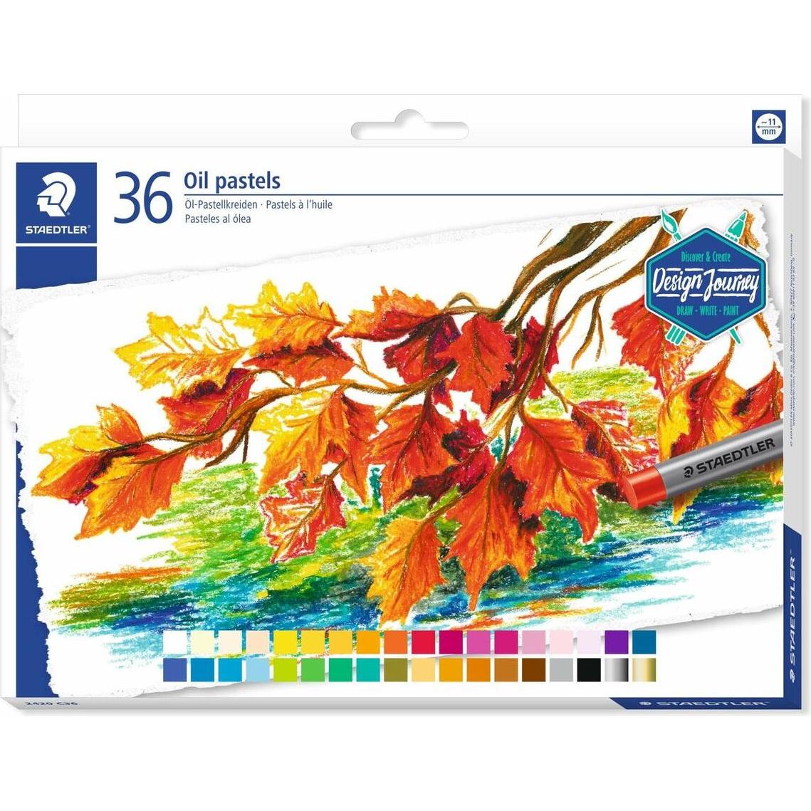 Staedtler, Malstifte, Ölpastellkreide Design Journey, 36er Kartonetui wasserfest, Durchmesser: 11 mm, Länge: 70 mm, mit ...