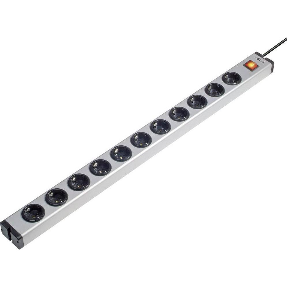 Ehmann, Steckdosenleiste, 0601x00112031 Steckdosenleiste mit Schalter 11fach Aluminium Schutzkontakt 1St. (11 x, CEE 7/3...