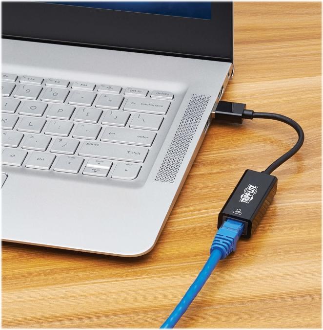 Actual product image Eaton U336-000-GB-CA USB-C, USB-A to RJ45 Gigabit Ethernet Network Adapter (2xM/F), USB 3.2 Gen 1, Black (RJ45, USB, USB-C, RJ45 Gigabit Ethernet (1x))